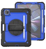 R-JUST Custodia Armor per iPad Mini 4 con cavalletto/cinturino da polso/portapenne – Custodia resistente blu scuro