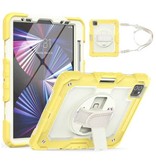 R-JUST Armor Case para iPad Mini 4 con función atril/correa de muñeca/soporte para bolígrafo - Funda resistente amarilla