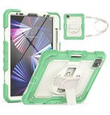 R-JUST Armor Case for iPad Mini 4 with Kickstand / Wrist Strap / Pen Holder - Heavy Duty Cover Case Green