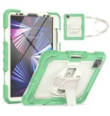 R-JUST Armor Case for iPad Mini 6 with Kickstand / Wrist Strap / Pen Holder - Heavy Duty Cover Case Green
