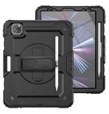R-JUST Armor Case für iPad Pro 11 mit Kickstand / Handschlaufe / Stifthalter – Heavy Duty Cover Case Schwarz