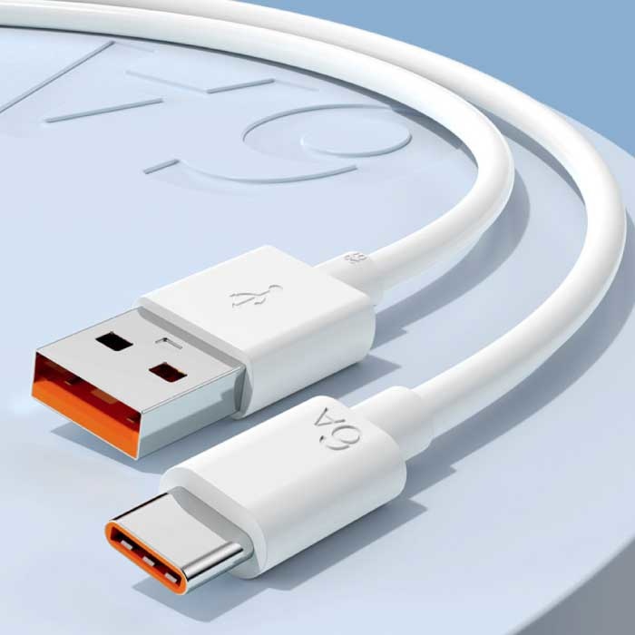 Cable de carga USB-C 1 metro - 6A/66W Cargador de carga rápida Cable de datos Blanco