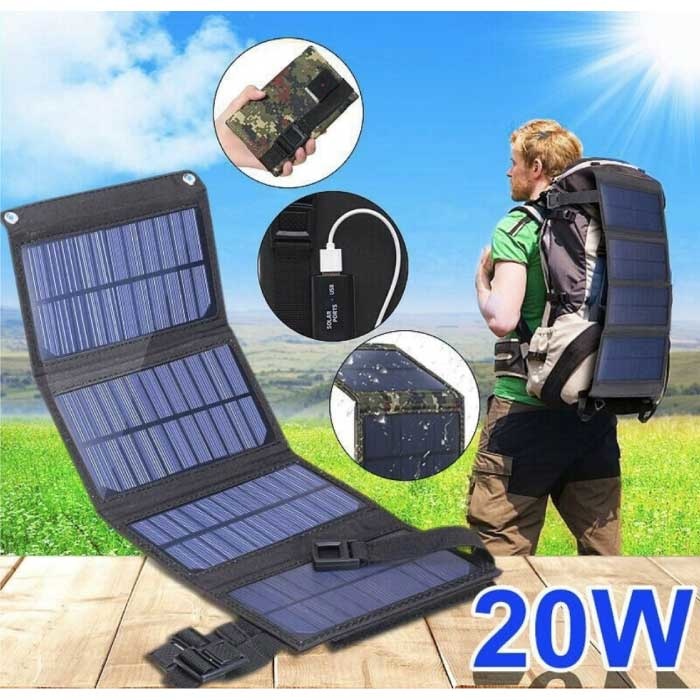 ZYCXEG Solar Charger with 4 Solar Panels 20W - Portable Flexible Solar Energy Battery Charger Sun Camo