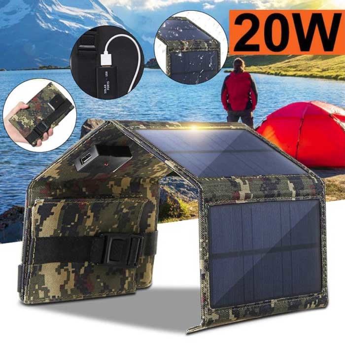 ZYCXEG Solarladegerät mit 4 Solarmodulen 20 W - Tragbares, flexibles Solarenergie-Ladegerät Sun Camo