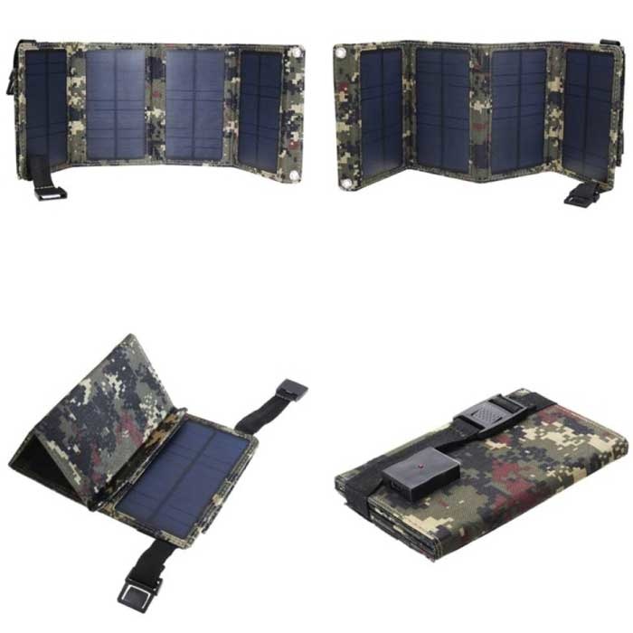 ZYCXEG Solarladegerät mit 4 Solarmodulen 20 W - Tragbares, flexibles Solarenergie-Ladegerät Sun Camo