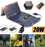 ZYCXEG Solar Oplader met 4 Zonnepanelen 20W - Draagbaar Flexibele Zonne-energie Batterij Lader Zon Camo