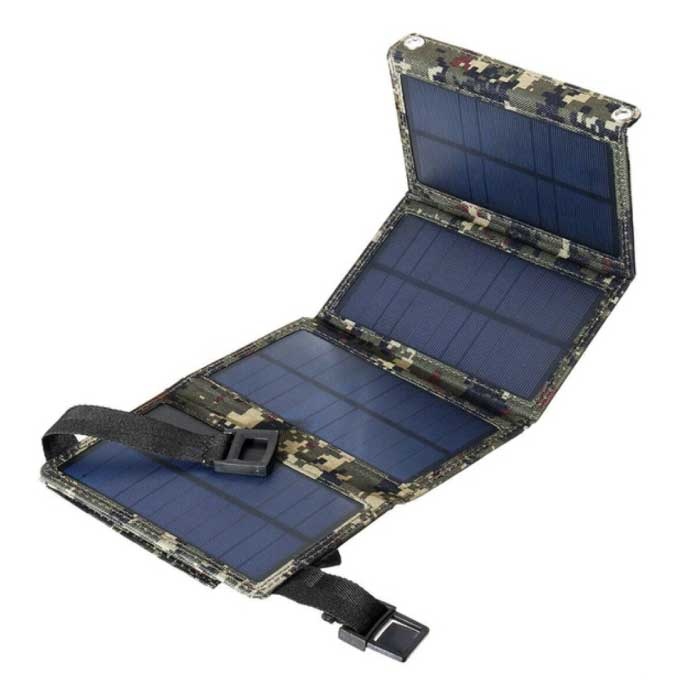 Caricabatterie Solare con 4 Pannelli Solari 20W - Caricabatterie Portatile Flessibile a Energia Solare Sun Camo