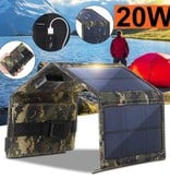 ZYCXEG Solar Oplader met 4 Zonnepanelen 20W - Draagbaar Flexibele Zonne-energie Batterij Lader Zon Zwart