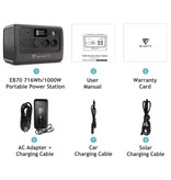 Bluetti EB70 Charging Station 716Wh - 1000W AC/DC Generator Solar MPPT Battery Charger Black