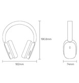 Baseus Hybrydowe Bezprzewodowe Słuchawki H1 z Mikrofonem - Bezprzewodowy Zestaw Słuchawkowy Bluetooth 5.2 Biały