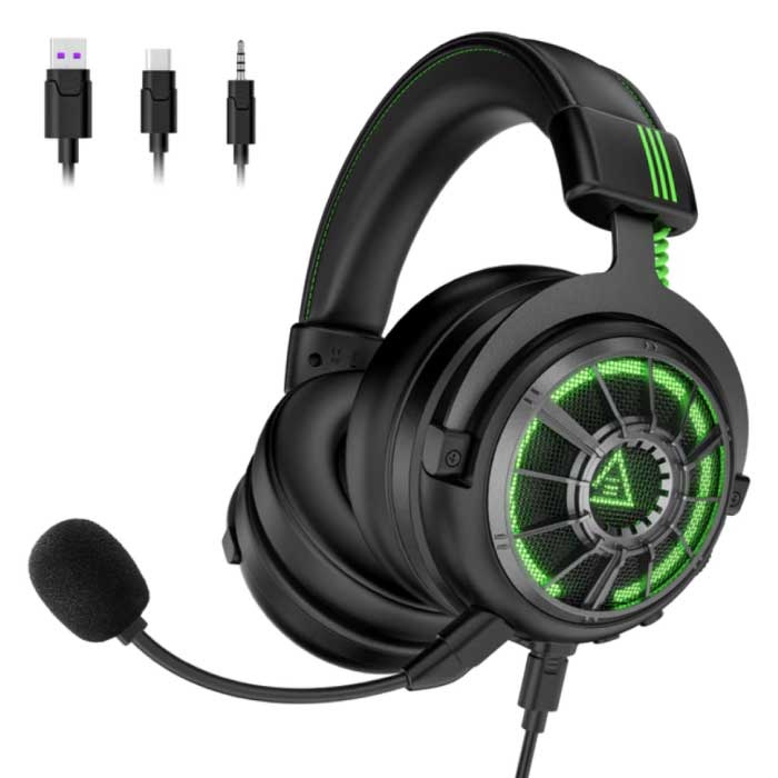 AUX/USB/Type C Gaming Headset - For PS4/XBOX/Switch/PC 7.1 Surround Sound - Headphones Headphones w/ Microphone Black