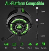 EKSA Auriculares para juegos AUX/USB/Tipo C - Para PS4/XBOX/Switch/PC Sonido envolvente 7.1 - Auriculares Auriculares con micrófono Negro