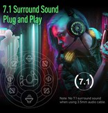 EKSA Auriculares para juegos AUX/USB/Tipo C - Para PS4/XBOX/Switch/PC Sonido envolvente 7.1 - Auriculares Auriculares con micrófono Negro
