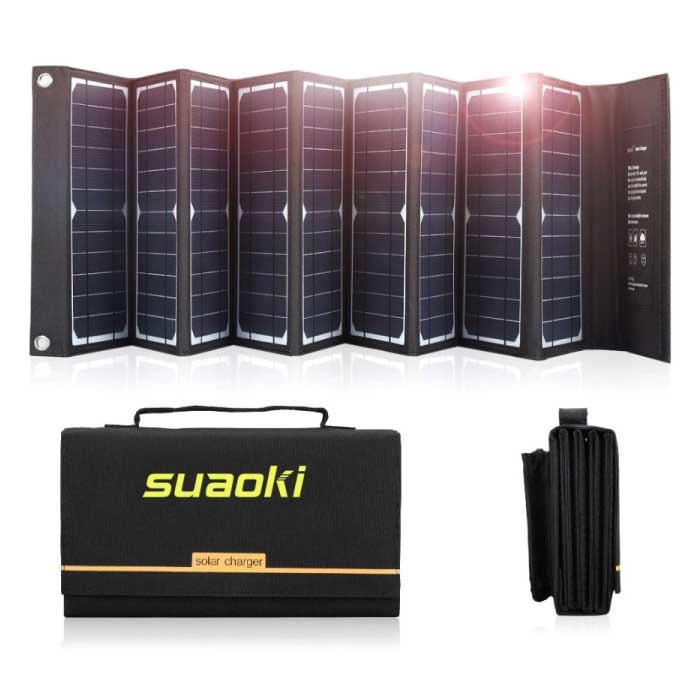 Chargeur Solaire avec 9 Panneaux Solaires 60W pour Ordinateurs Portables -2 Ports de Charge / Chargeur Solaire pour Ordinateur Portable 10-en-1