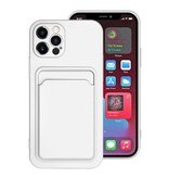 XDAG Custodia per porta carte di credito per iPhone 12 Pro Max - Cover per slot per carte a portafoglio bianca