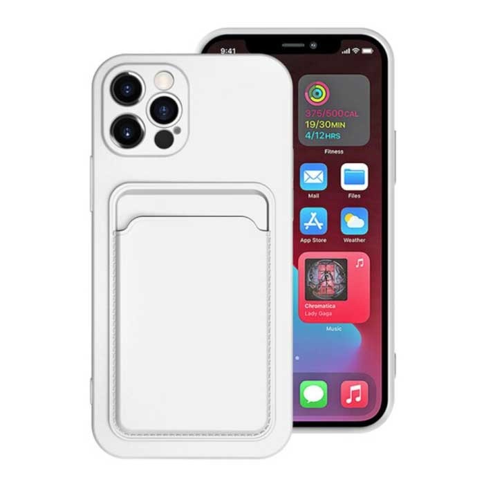 iPhone XS Max Card Holder Case - Wallet Card Slot Cover Blanc