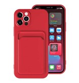 XDAG Funda con tarjetero para iPhone 12 Mini - Funda tipo cartera con ranura para tarjetas, roja