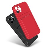 XDAG Custodia Porta Carte Mini per iPhone 12 - Cover Slot per Schede Portafoglio Rossa