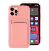 XDAG Custodia per porta carte di credito per iPhone 12 Pro Max - Cover per slot per carte a portafoglio rosa