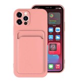 XDAG iPhone SE (2020) Kartenhalter-Hülle – Brieftasche Kartensteckplatz-Abdeckung Pink