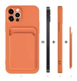 XDAG Etui z uchwytem na karty do iPhone'a 8 Plus - etui z portfelem na karty pomarańczowe