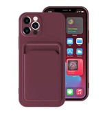 XDAG iPhone 12 Pro Max Card Holder Case - Wallet Card Slot Cover Marron