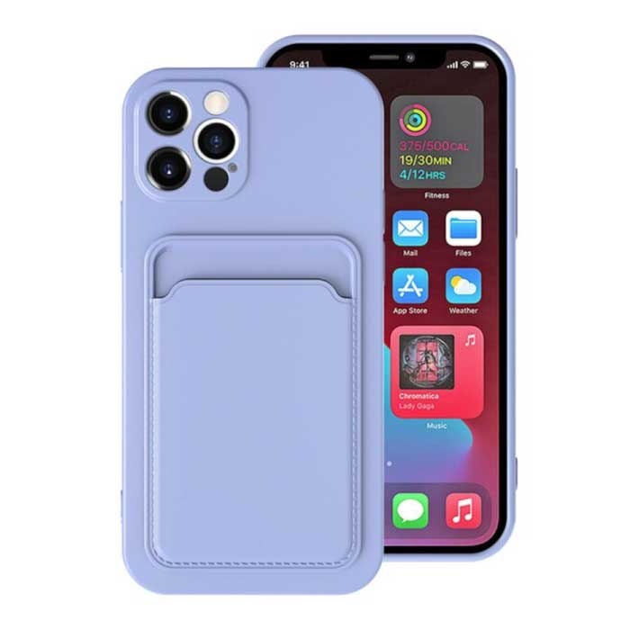 Custodia Porta Carte Mini per iPhone 13 - Cover Slot per Schede Portafoglio Azzurro