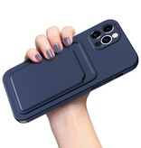 XDAG Custodia portacarte per iPhone 13 Pro Max - Cover per slot per schede a portafoglio azzurra