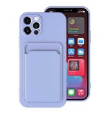 XDAG iPhone 11 Kaarthouder Hoesje - Wallet Card Slot Cover Lichtblauw