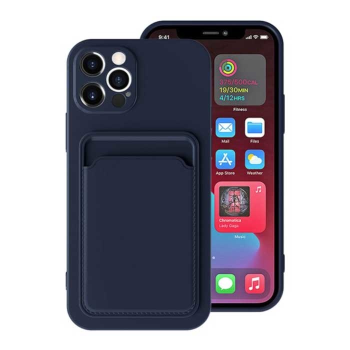 Etui z uchwytem na karty do iPhone 7 - Etui na karty z portfelem, niebieskie