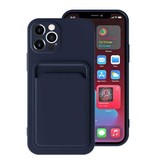 XDAG Etui z uchwytem na karty do iPhone'a 8 - etui z portfelem na karty, niebieskie