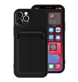 XDAG Funda con tarjetero para iPhone 7 Plus - Funda tipo cartera con ranura para tarjetas, negra
