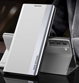 NEW DESIGN Étui à rabat magnétique pour Samsung S8 Plus - Étui de luxe Blanc