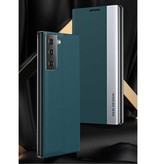 NEW DESIGN Étui à rabat magnétique pour Samsung S9 Plus - Étui de luxe Blanc