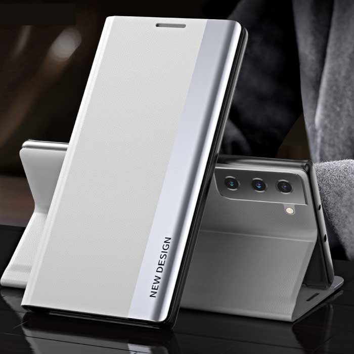 NEW DESIGN Samsung S20 Plus Magnetyczne Etui Z Klapką - Luksusowe Etui Białe