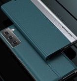 NEW DESIGN Étui à rabat magnétique pour Samsung S22 Plus - Étui de luxe Blanc