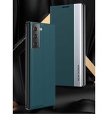 NEW DESIGN Samsung S21 Magnetische Flip Case - Luxe Hoesje Cover Wit