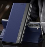 NEW DESIGN Étui à Rabat Magnétique pour Samsung S10 Plus - Étui de Luxe Bleu