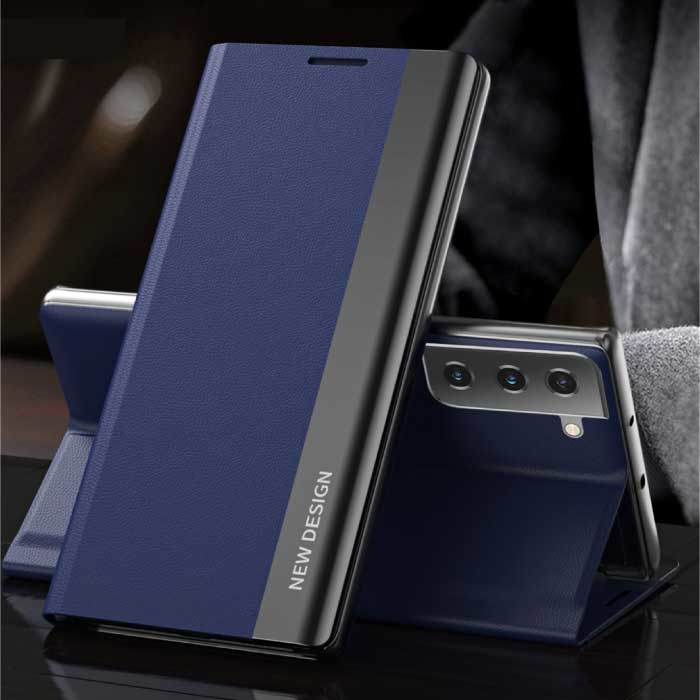 Custodia Flip Magnetica Samsung S10 Plus - Cover Case Di Lusso Blu