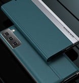 NEW DESIGN Samsung S20 Plus Magnetic Flip Case - Luxury Case Cover Blau