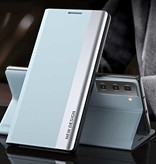 NEW DESIGN Étui à Rabat Magnétique pour Samsung S10 Plus - Étui de Luxe Bleu Clair