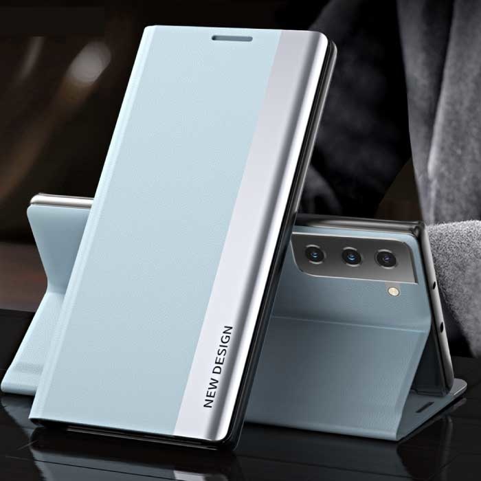 Samsung S7 Edge Magnetic Flip Case - Luxury Case Cover Light Blue