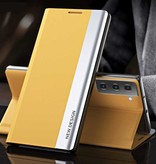 NEW DESIGN Étui à Rabat Magnétique pour Samsung S10 - Étui de Luxe Jaune