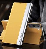 NEW DESIGN Funda con tapa magnética para Samsung S10 Plus - Funda de lujo amarilla