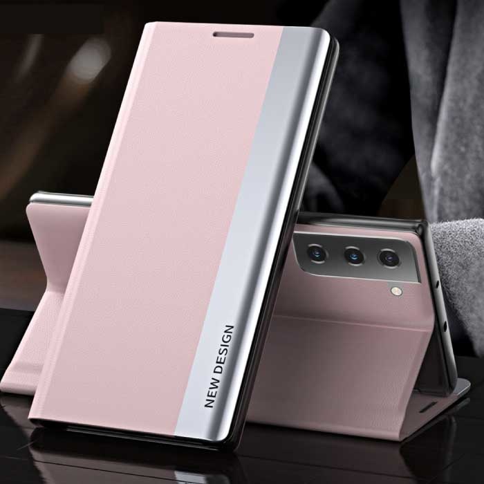 Samsung S10 Plus Magnetyczne Etui Z Klapką - Luksusowe Etui Różowe