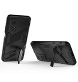 BIBERCAS Xiaomi Redmi Note 9 Hoesje met Kickstand - Shockproof Armor Case Cover Rood