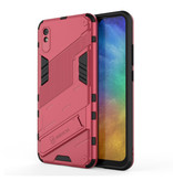 BIBERCAS Xiaomi Redmi Note 9 Case with Kickstand - Shockproof Armor Case Cover Pink