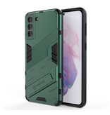 BIBERCAS Xiaomi Poco F3 Hoesje met Kickstand - Shockproof Armor Case Cover Groen