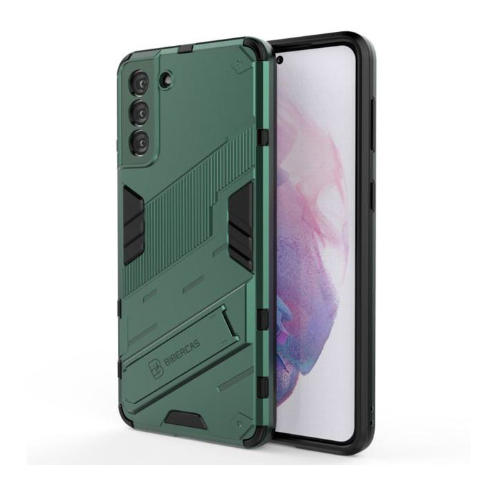 BIBERCAS Xiaomi Redmi 10C Case with Kickstand - Shockproof Armor Case Cover Green