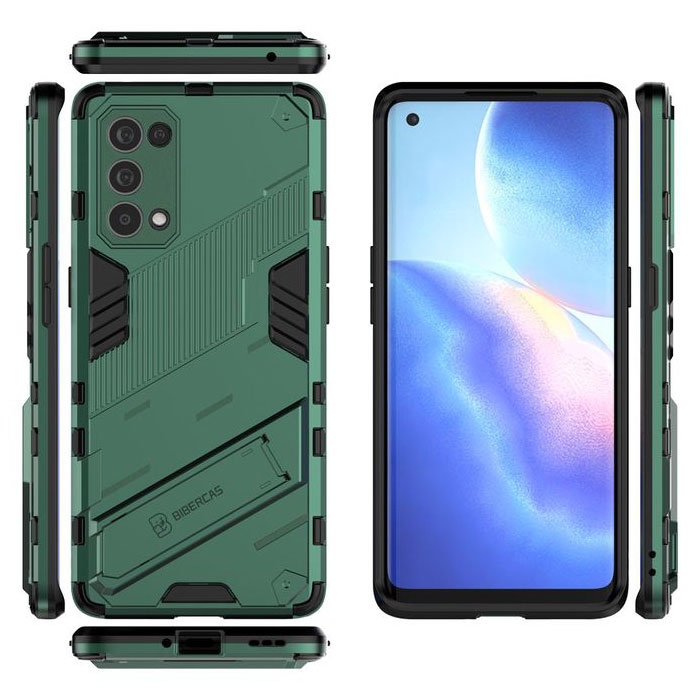 BIBERCAS Xiaomi Redmi Note 9 Hülle mit Kickstand - Stoßfester Armor Case Cover Grün